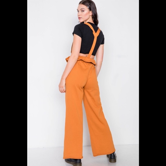 Camel, Relaxed, Wide-Leg Overalls - Picture 2 of 7